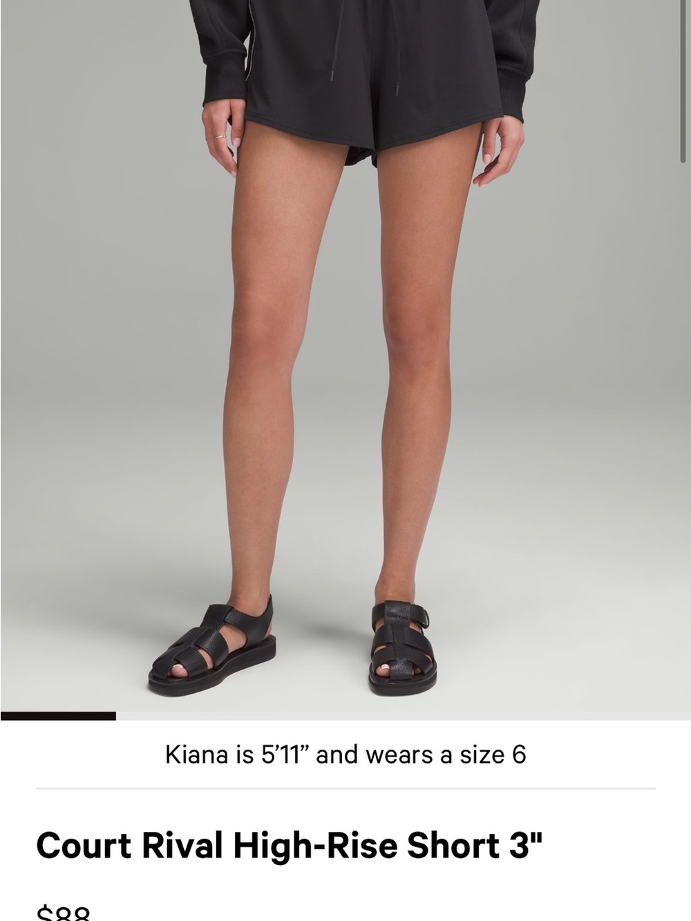Lululemon Court Rival High-Rise Short 3" - Black